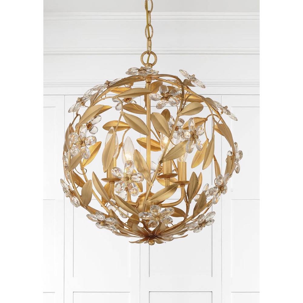 Crystorama MSL-314-GA Antique Gold Marselle 4 Light Antique Gold Mini Pendant Image 2