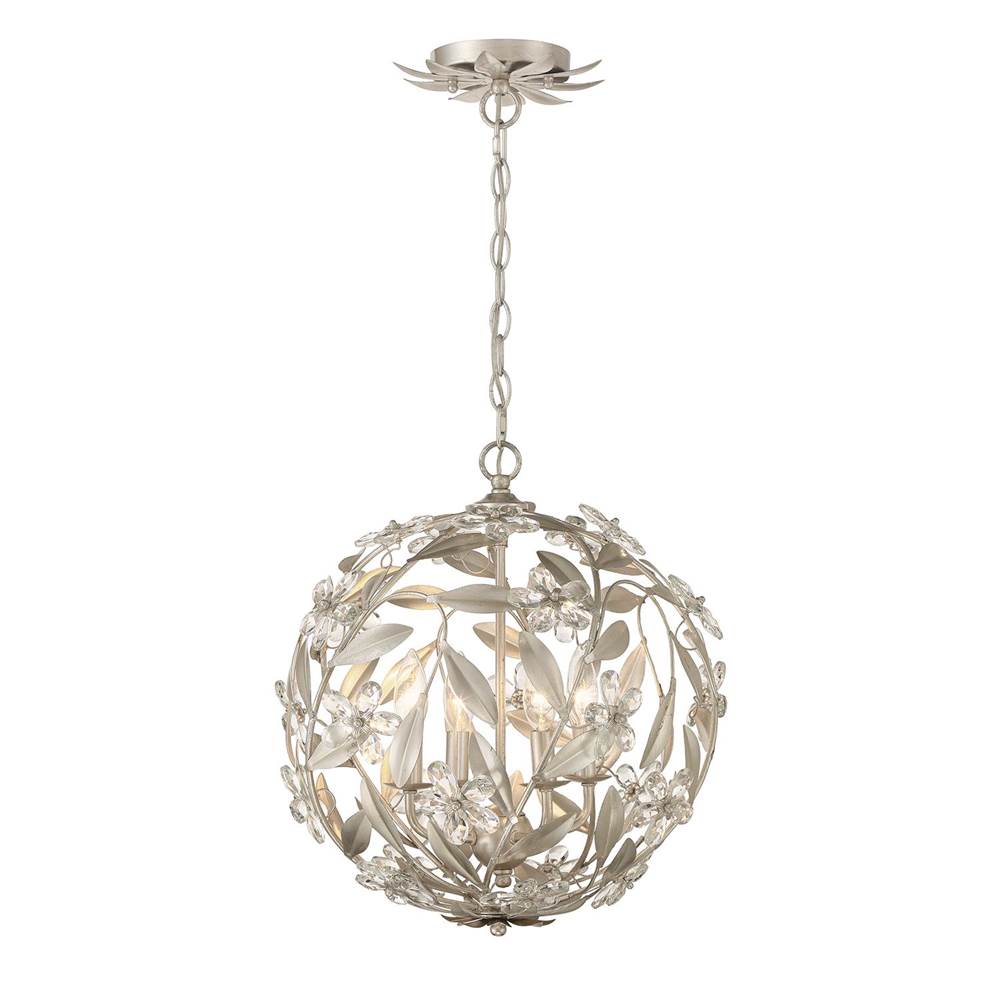 Crystorama MSL-314-SA Antique Silver Marselle 4 Light Antique Silver Mini Pendant Image 5