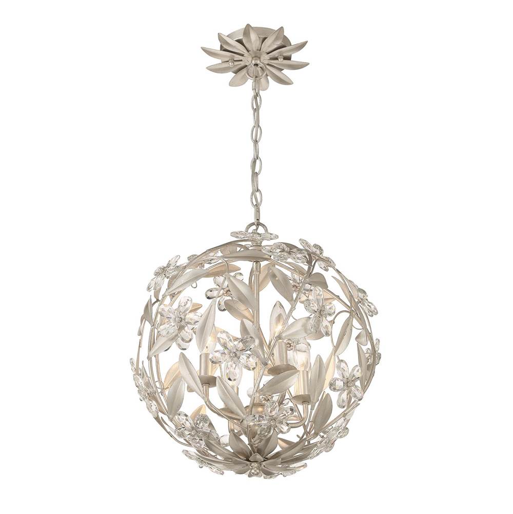 Crystorama MSL-314-SA Antique Silver Marselle 4 Light Antique Silver Mini Pendant Image 4