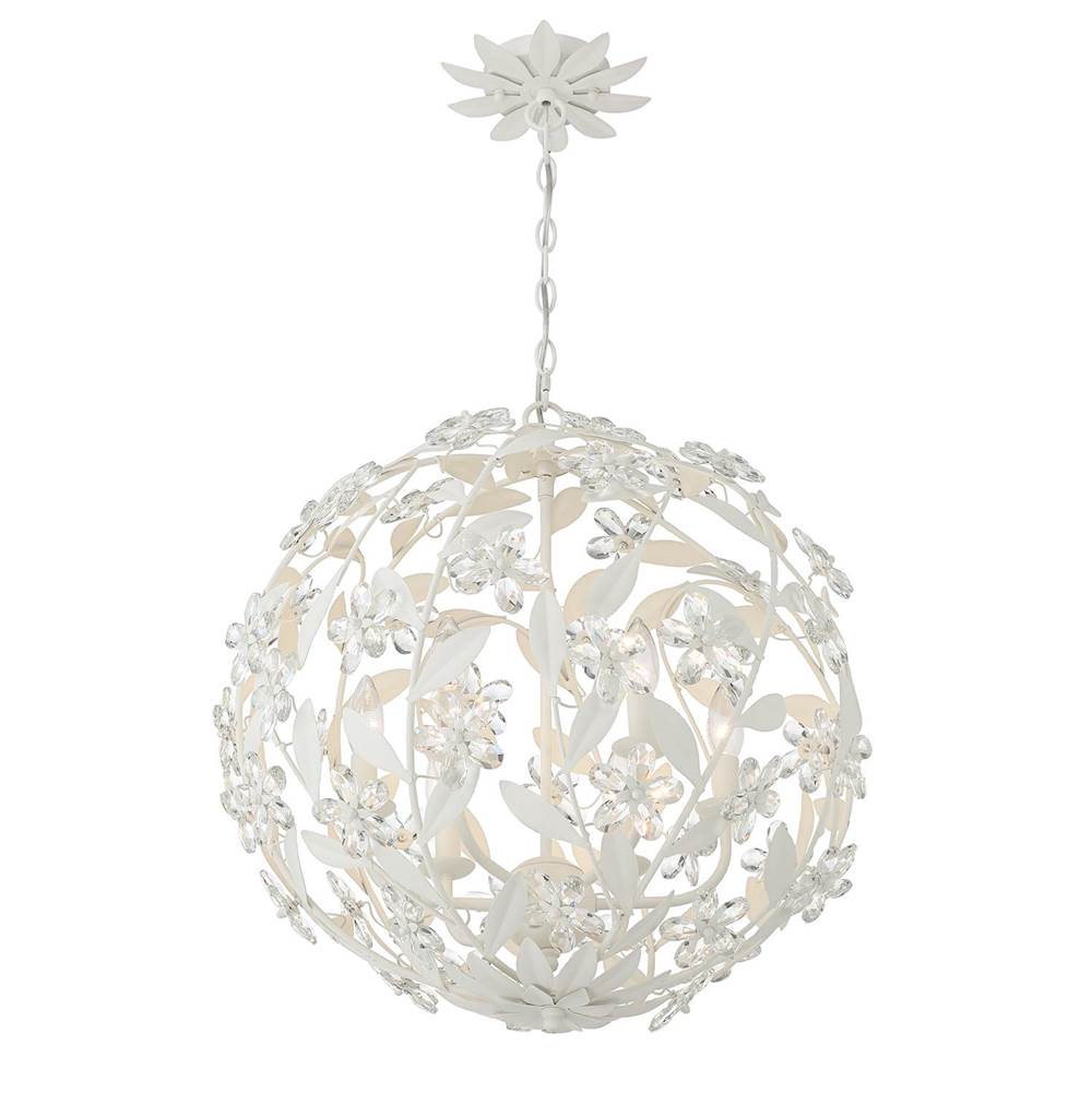 Crystorama MSL-316-MT Matte White Marselle 6 Light Matte White Pendant Image 4