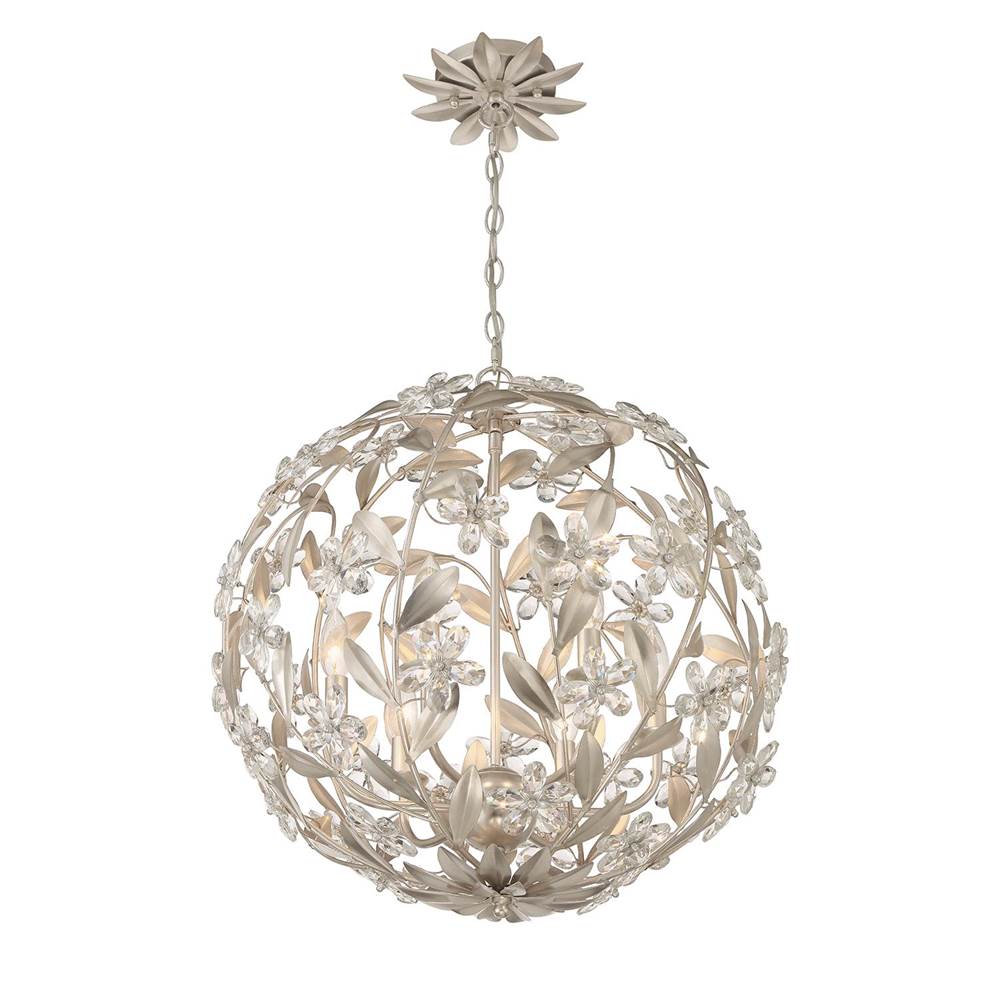 Crystorama MSL-316-SA Antique Silver Marselle 6 Light Antique Silver Pendant Image 4