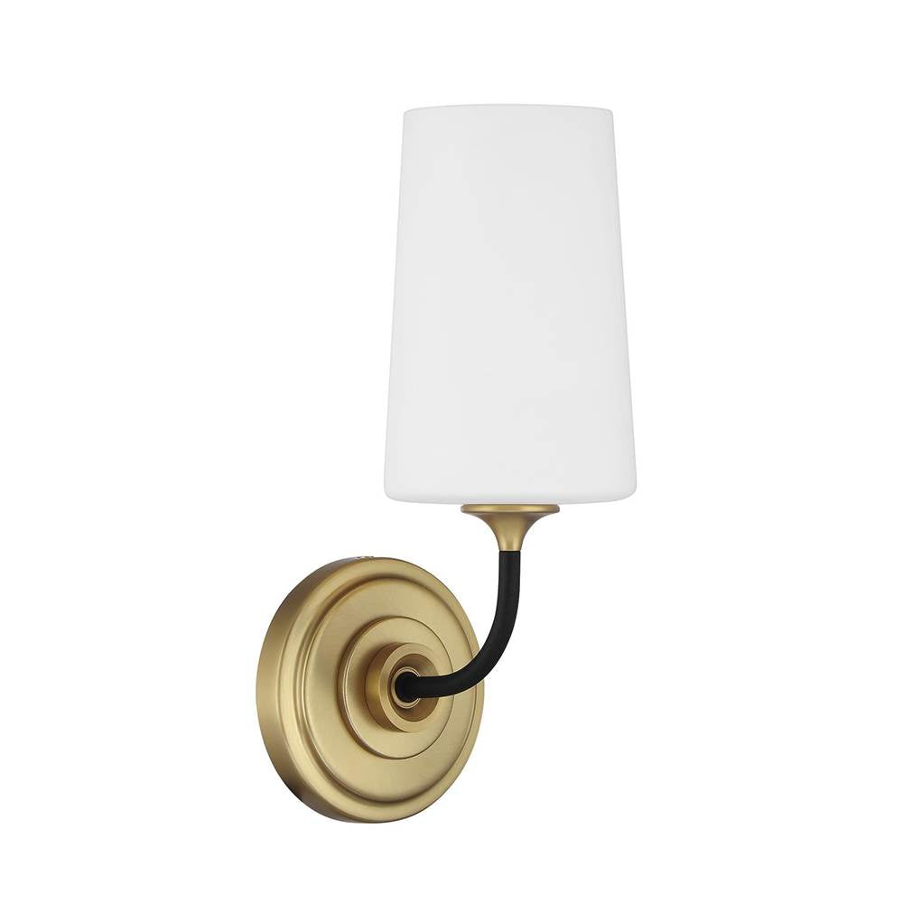 Crystorama Niles 1 Light Black Forged Plus Modern Gold Sconce