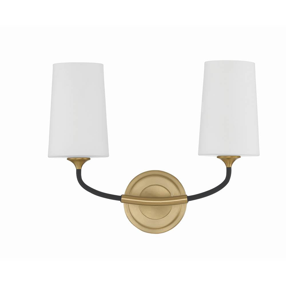 Crystorama Niles 2 Light Black Forged  Plus  Modern Gold Wall Mount