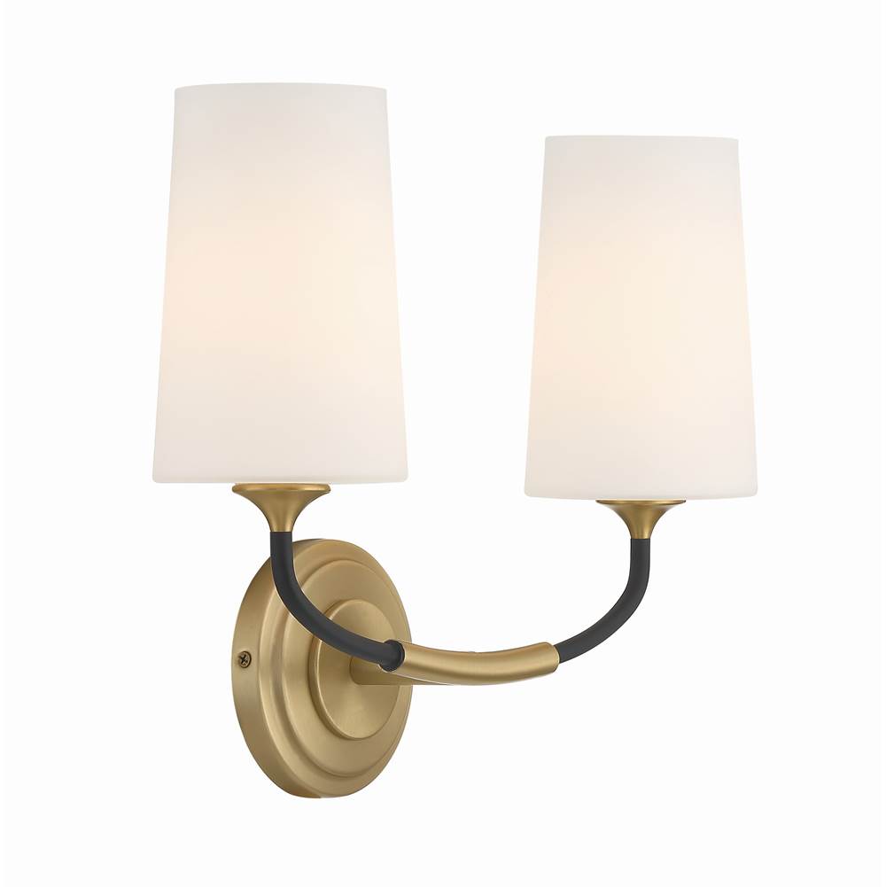 Crystorama NIL-70012-BF-MG Black Forged,Modern Gold Niles 2 Light Black Forged  Plus  Modern Gold Wall Mount Image 5
