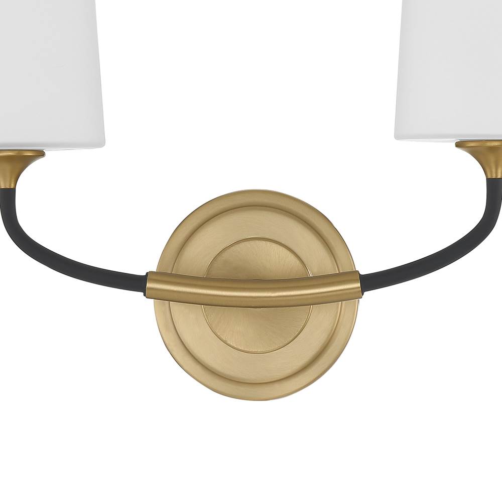 Crystorama NIL-70012-BF-MG Black Forged,Modern Gold Niles 2 Light Black Forged  Plus  Modern Gold Wall Mount Image 3