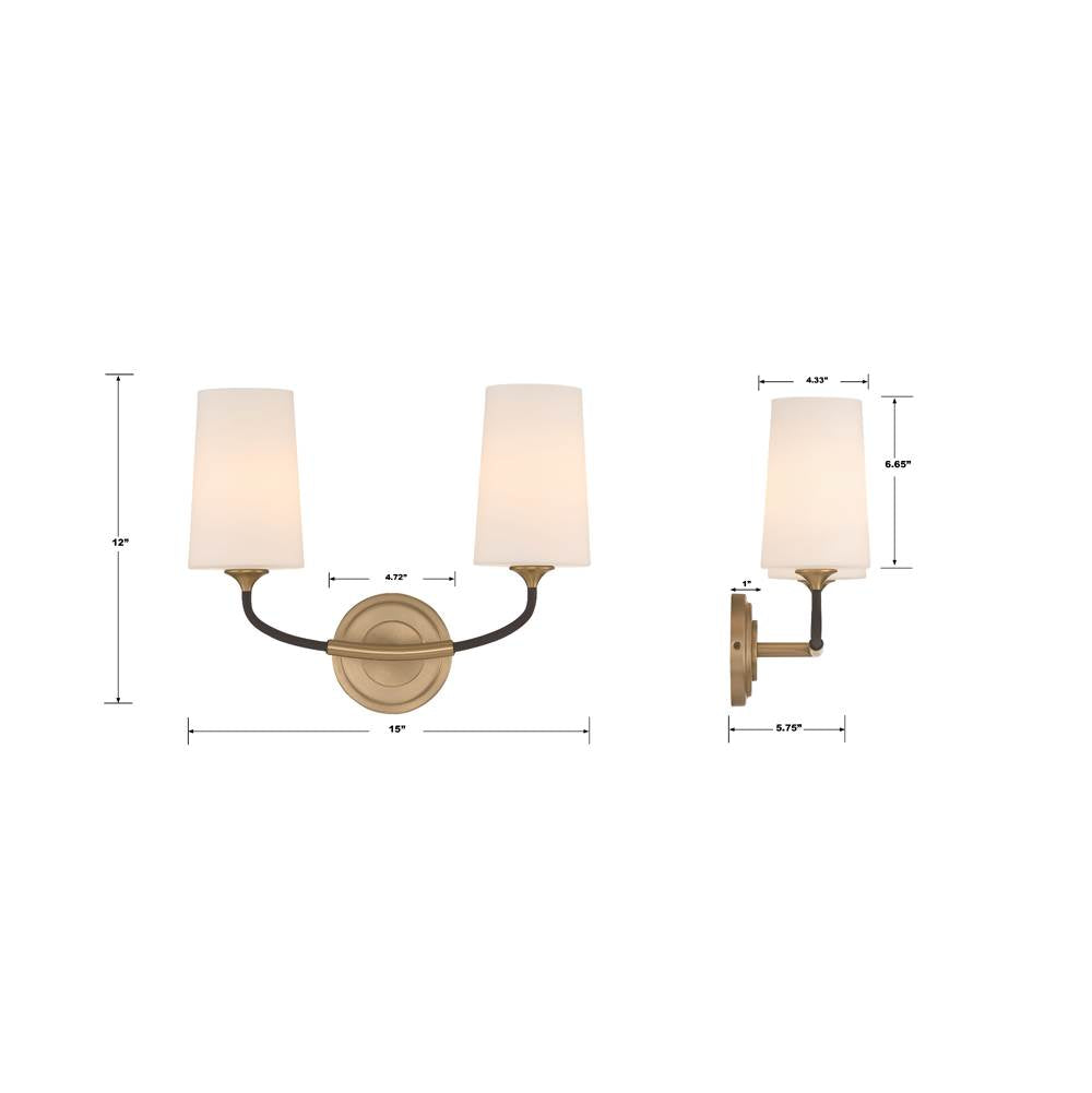 Crystorama NIL-70012-BF-MG Black Forged,Modern Gold Niles 2 Light Black Forged  Plus  Modern Gold Wall Mount Image 2