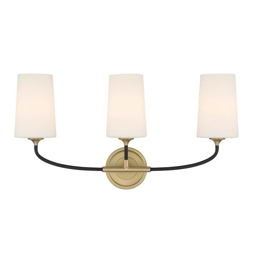 Crystorama NIL-70013-BF-MG Black Forged,Modern Gold Niles 3 Light Black Forged Plus Modern Gold Bathroom Vanity Image 1