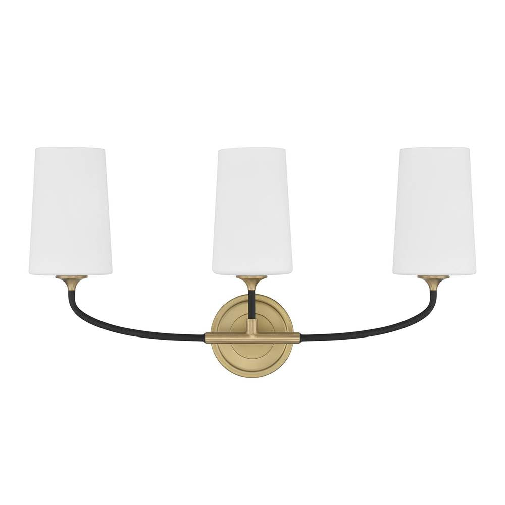 Crystorama Niles 3 Light Black Forged Plus Modern Gold Bathroom Vanity