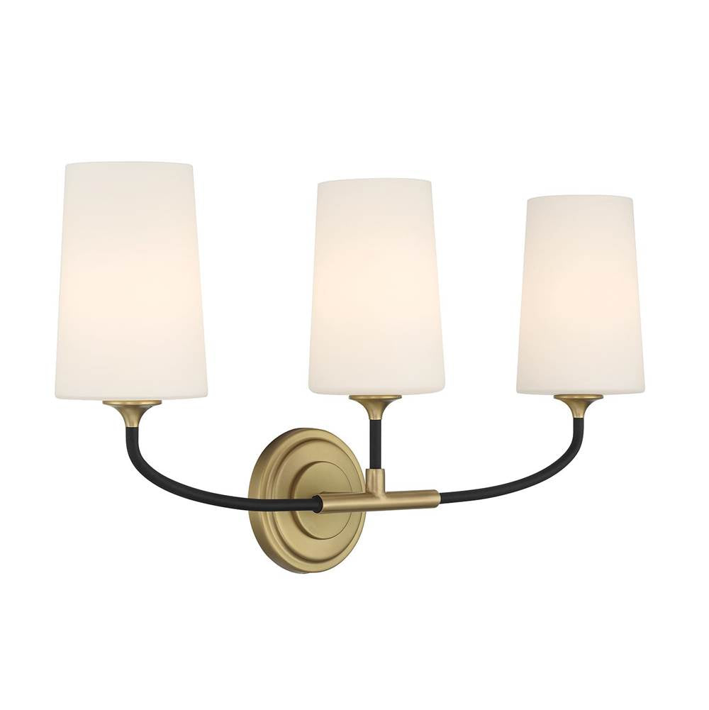 Crystorama NIL-70013-BF-MG Black Forged,Modern Gold Niles 3 Light Black Forged Plus Modern Gold Bathroom Vanity Image 5