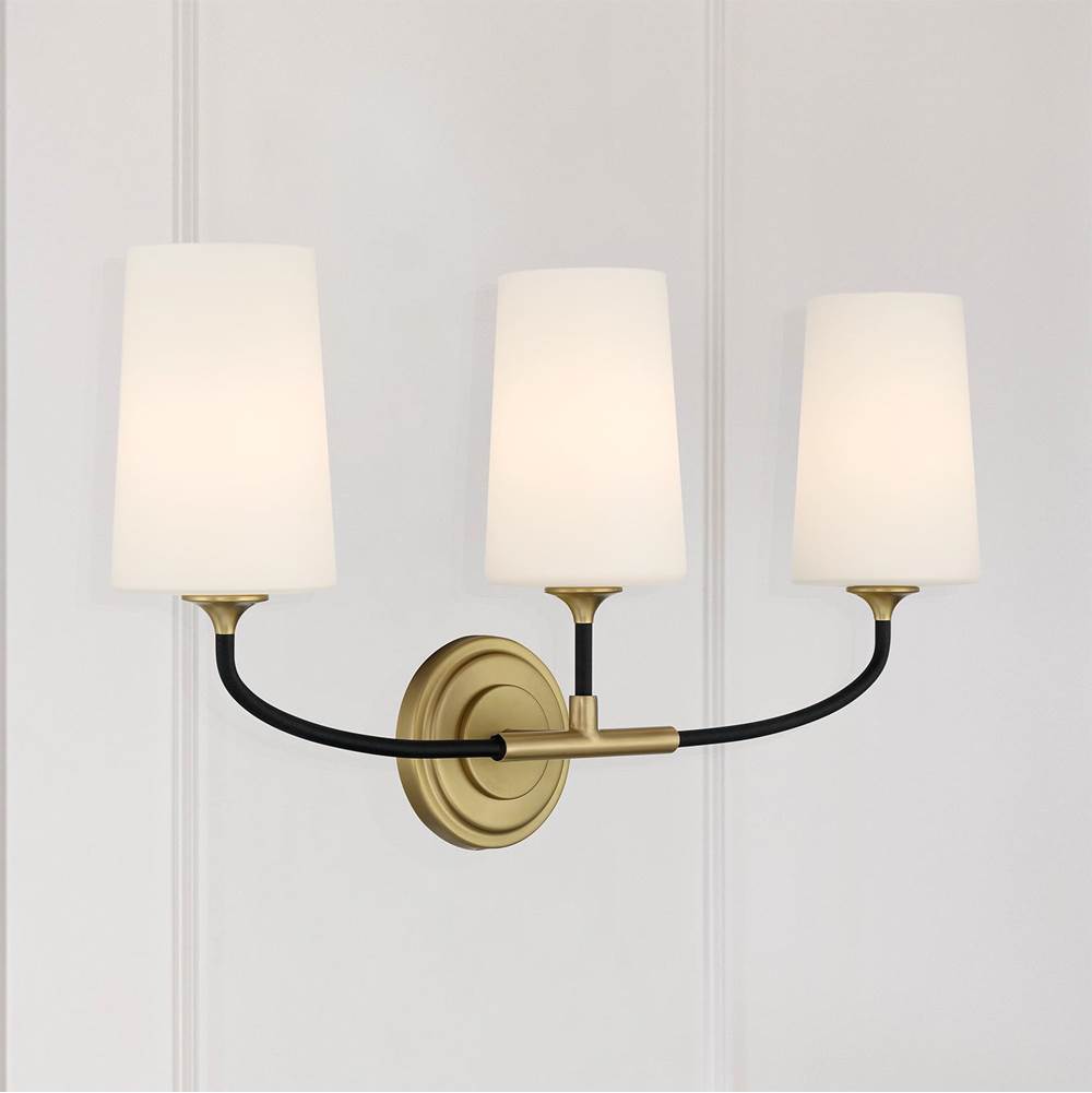 Crystorama NIL-70013-BF-MG Black Forged,Modern Gold Niles 3 Light Black Forged Plus Modern Gold Bathroom Vanity Image 2