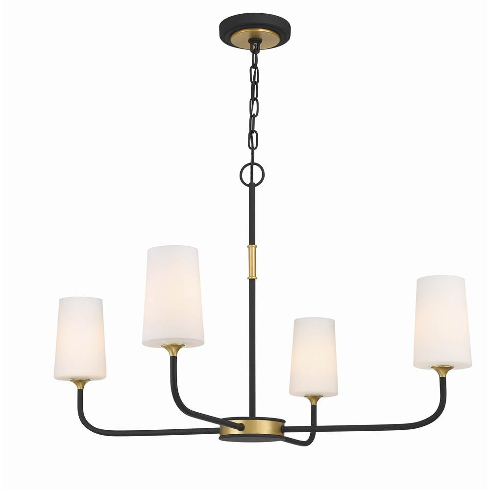 Crystorama NIL-70015-BF-MG Black Forged,Modern Gold Niles 4 Light Black Forged  Plus  Modern Gold Chandelier Image 1
