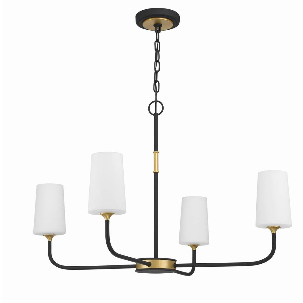 Crystorama Niles 4 Light Black Forged  Plus  Modern Gold Chandelier