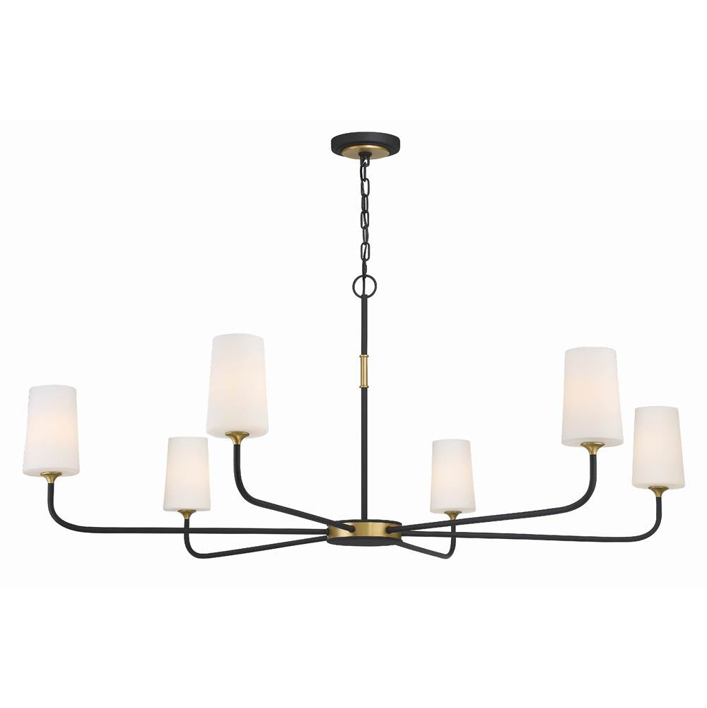 Crystorama NIL-70016-BF-MG Black Forged,Modern Gold Niles 6 Light Black Forged  Plus  Modern Gold Chandelier Image 1