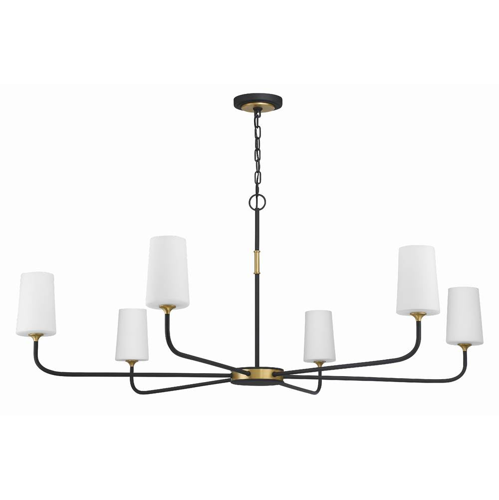 Crystorama Niles 6 Light Black Forged  Plus  Modern Gold Chandelier