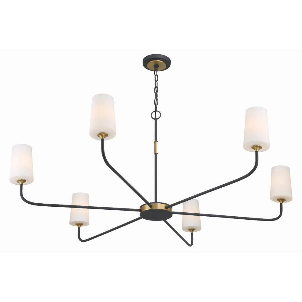 Crystorama NIL-70016-BF-MG Black Forged,Modern Gold Niles 6 Light Black Forged  Plus  Modern Gold Chandelier Image 7