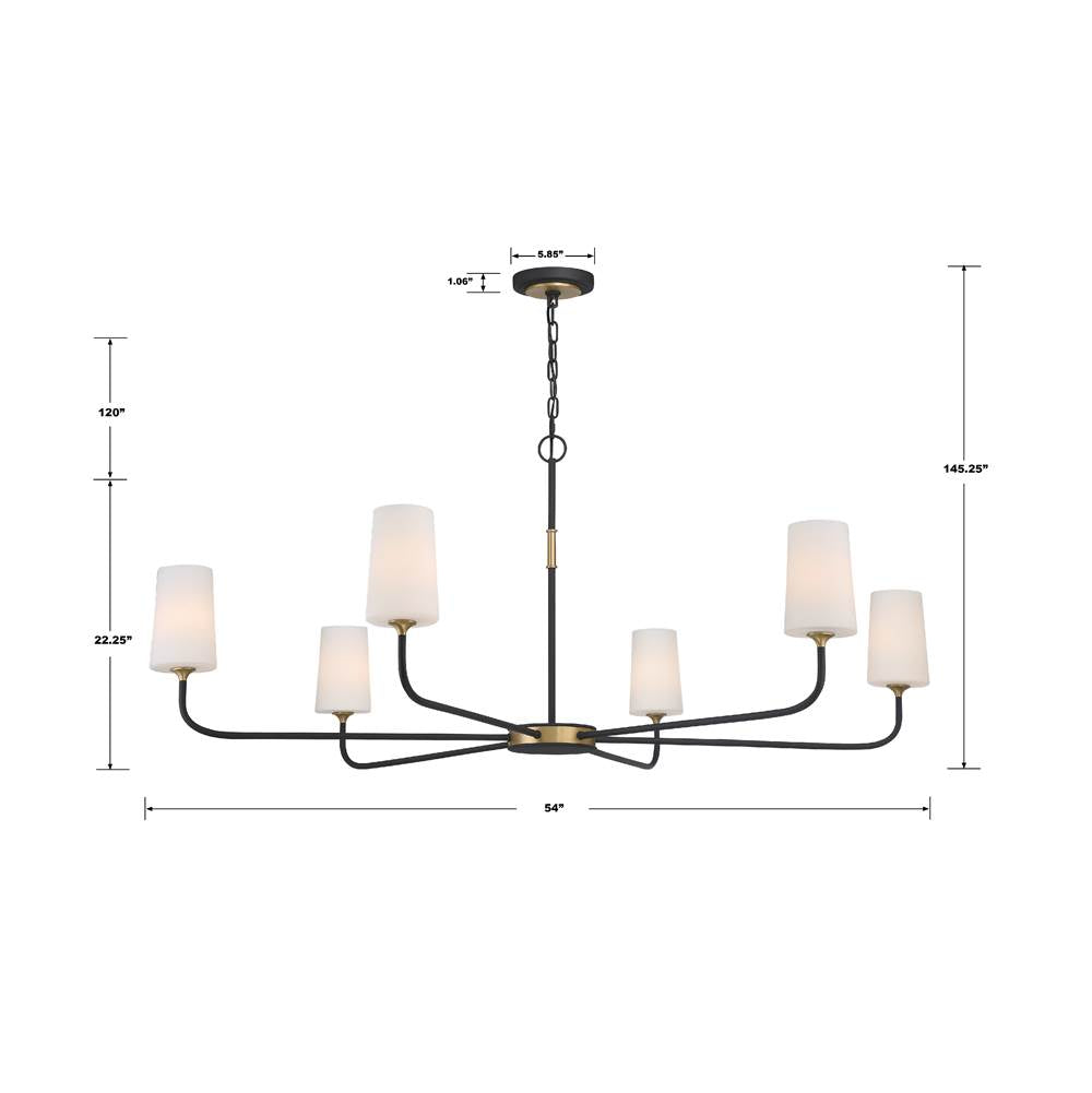 Crystorama NIL-70016-BF-MG Black Forged,Modern Gold Niles 6 Light Black Forged  Plus  Modern Gold Chandelier Image 2