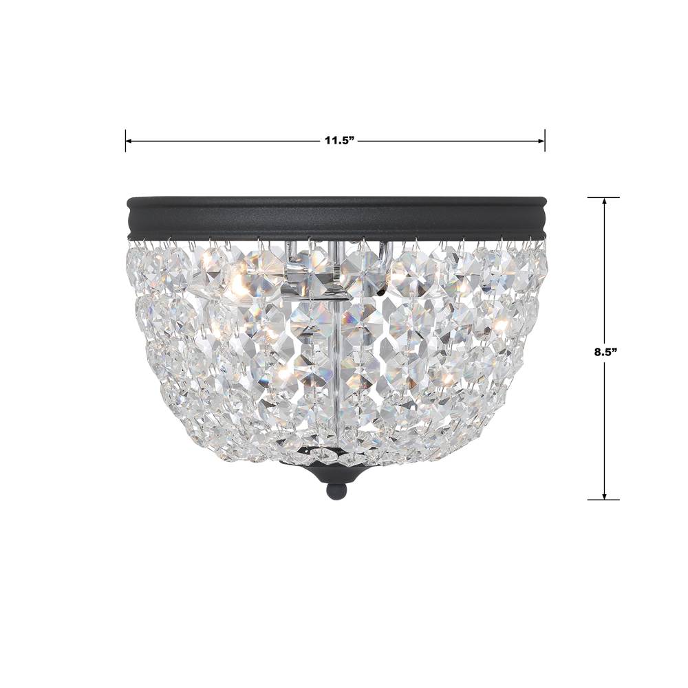 Crystorama NOL-312-BF-CL-MWP Black Forged Nola 2 Light Black Forged Ceiling Mount Image 2