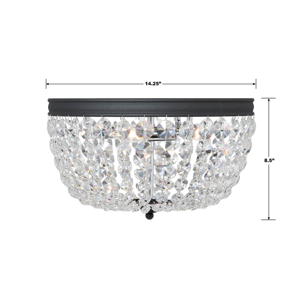 Crystorama NOL-314-BF-CL-MWP Black Forged Nola 3 Light Black Forged Ceiling Mount Image 2