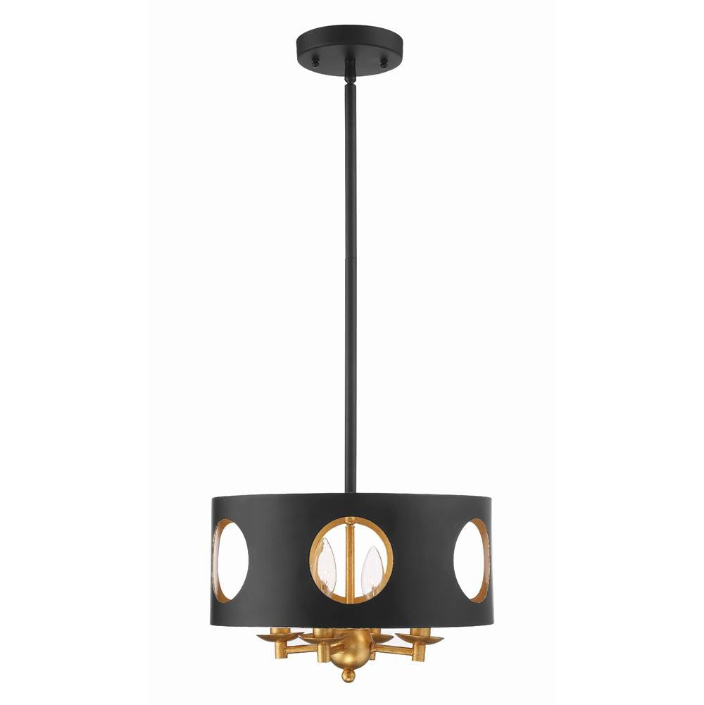 Crystorama ODE-700-BK-GA Black,Antique Gold Odelle 4 Light Black  Plus  Antique Gold Pendant Image 1