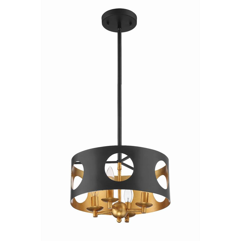 Crystorama ODE-700-BK-GA Black,Antique Gold Odelle 4 Light Black  Plus  Antique Gold Pendant Image 3