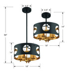 Crystorama Odelle 4 Light Black  Plus  Antique Gold Ceiling Mount