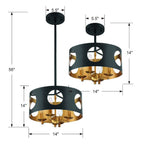 Crystorama ODE-700-BK-GA Black,Antique Gold Odelle 4 Light Black  Plus  Antique Gold Pendant Image 2
