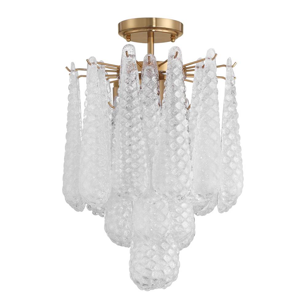 Crystorama Ollie 4 Light Aged Brass Semi Flush Mount