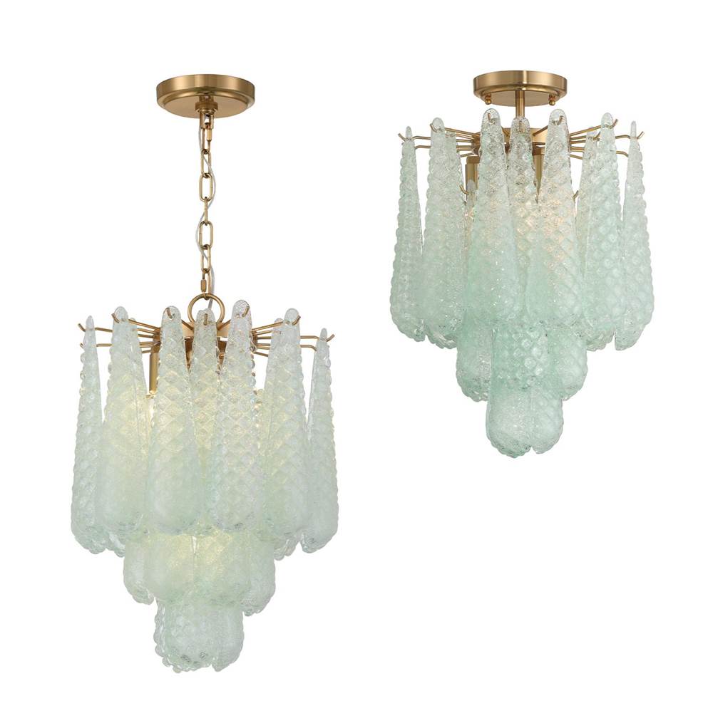 Crystorama OLL-6004-AG-GR_CEILING Aged Brass Ollie 4 Light Aged Brass Semi Flush Mount Image 3