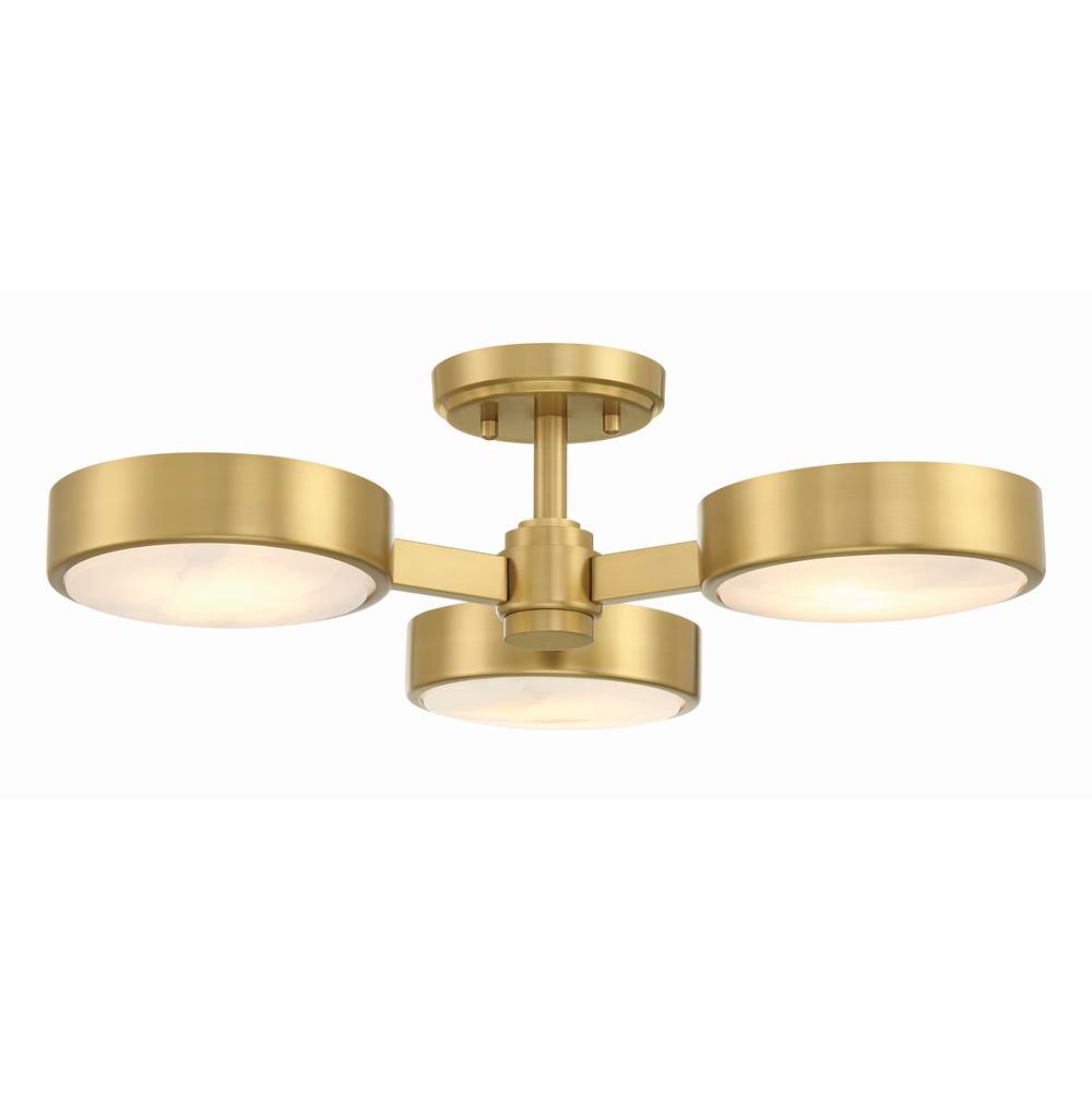 Crystorama ORS-733-MG-ST Modern Gold Orson 3 Light Modern Gold Semi Flush Mount Image 1