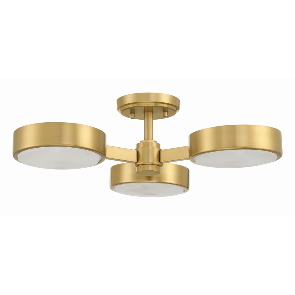 Crystorama Orson 3 Light Modern Gold Semi Flush Mount