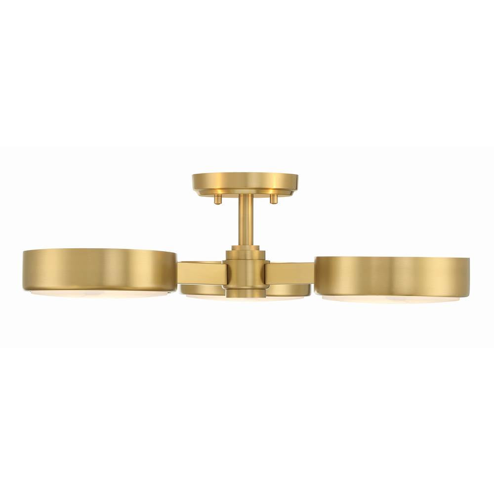 Crystorama ORS-733-MG-ST Modern Gold Orson 3 Light Modern Gold Semi Flush Mount Image 3