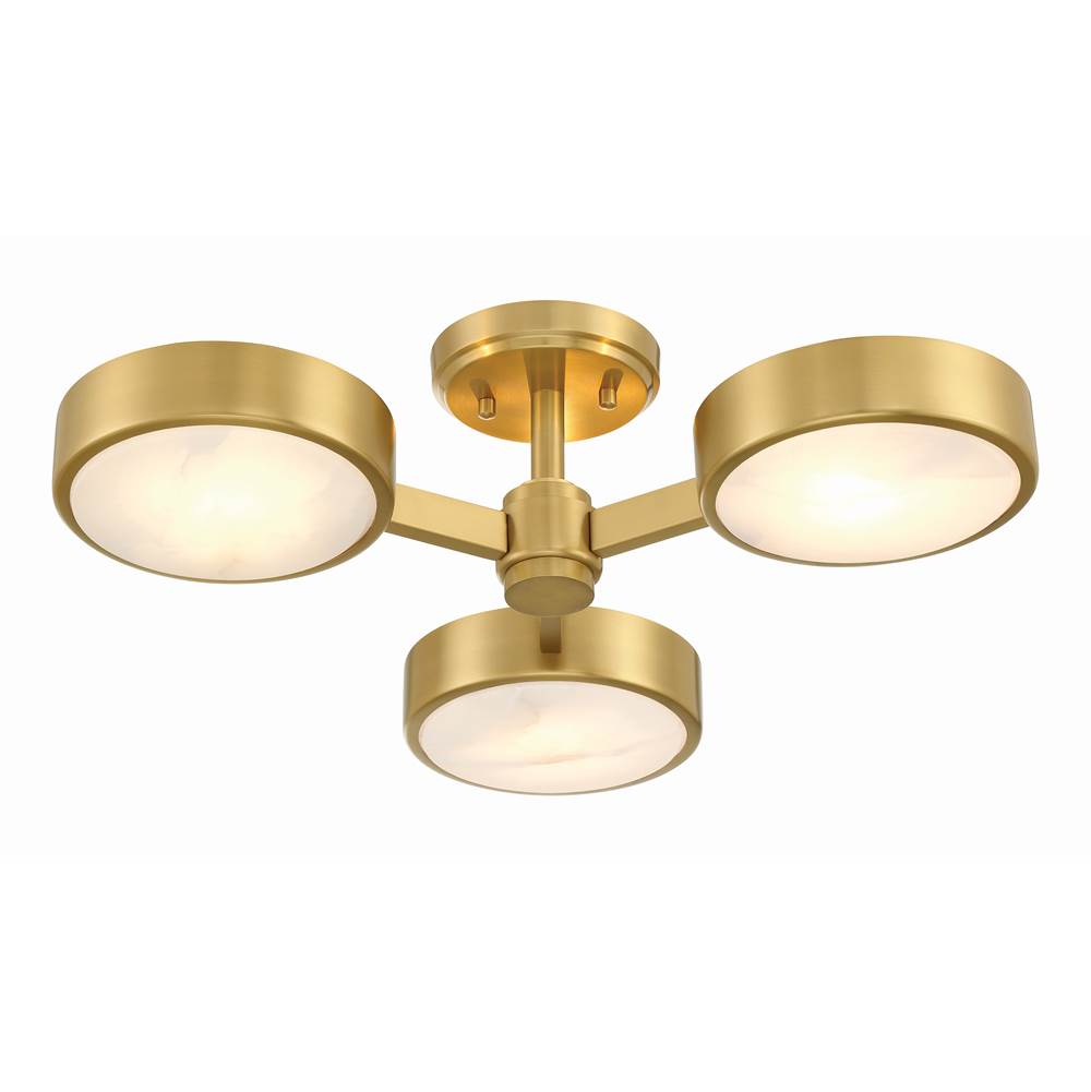 Crystorama ORS-733-MG-ST Modern Gold Orson 3 Light Modern Gold Semi Flush Mount Image 2