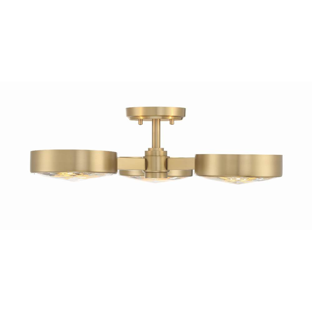 Crystorama Orson 3 Light Modern Gold Ceiling Mount