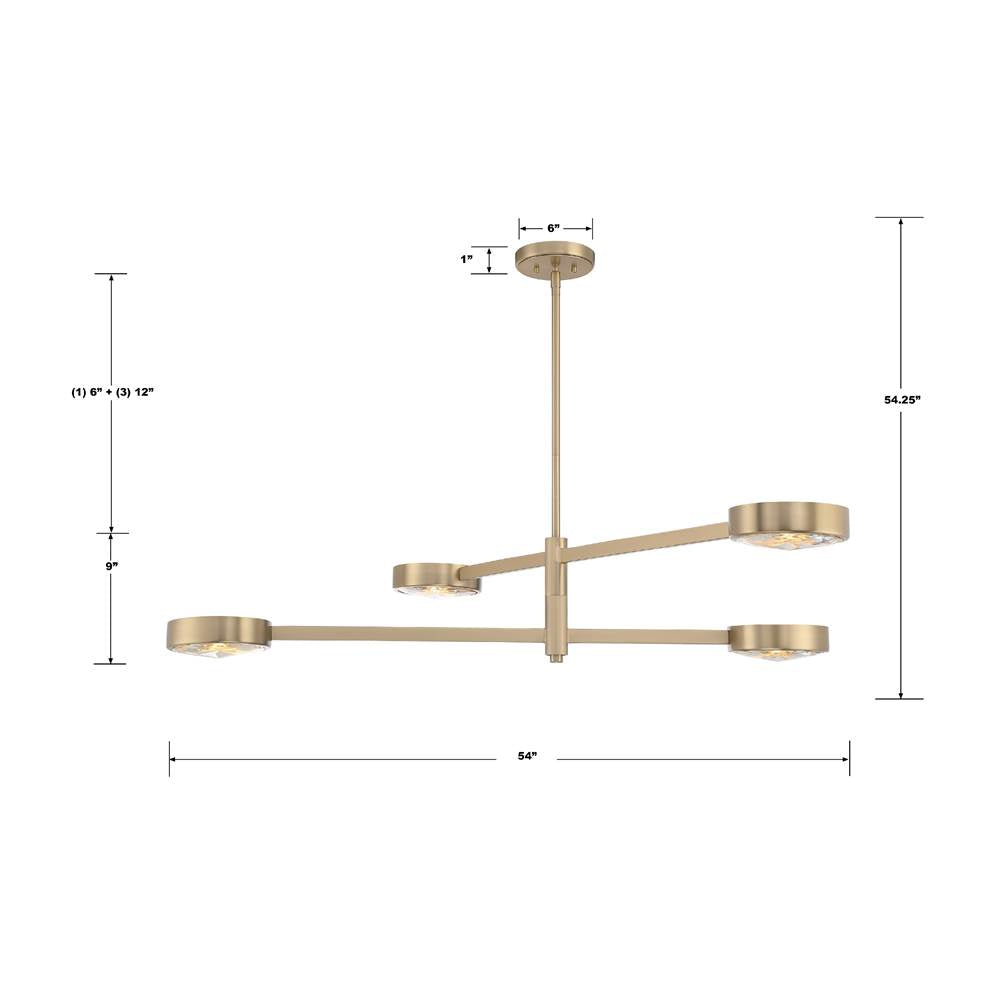 Crystorama ORS-734-MG Modern Gold Orson 4 Light Modern Gold Chandelier Image 2