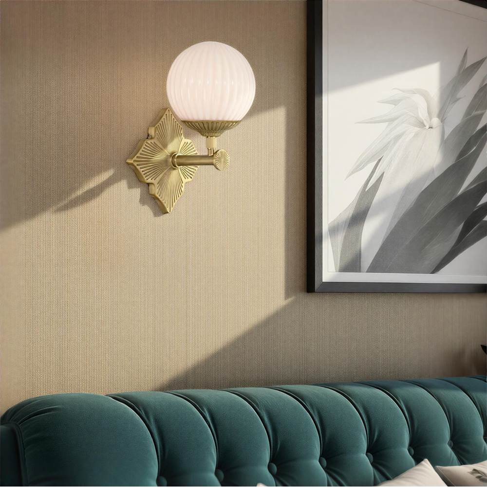 Crystorama ORY-1001-AG-WH Aged Brass Orly 7.5'' Aged Brass Sconce Image 3