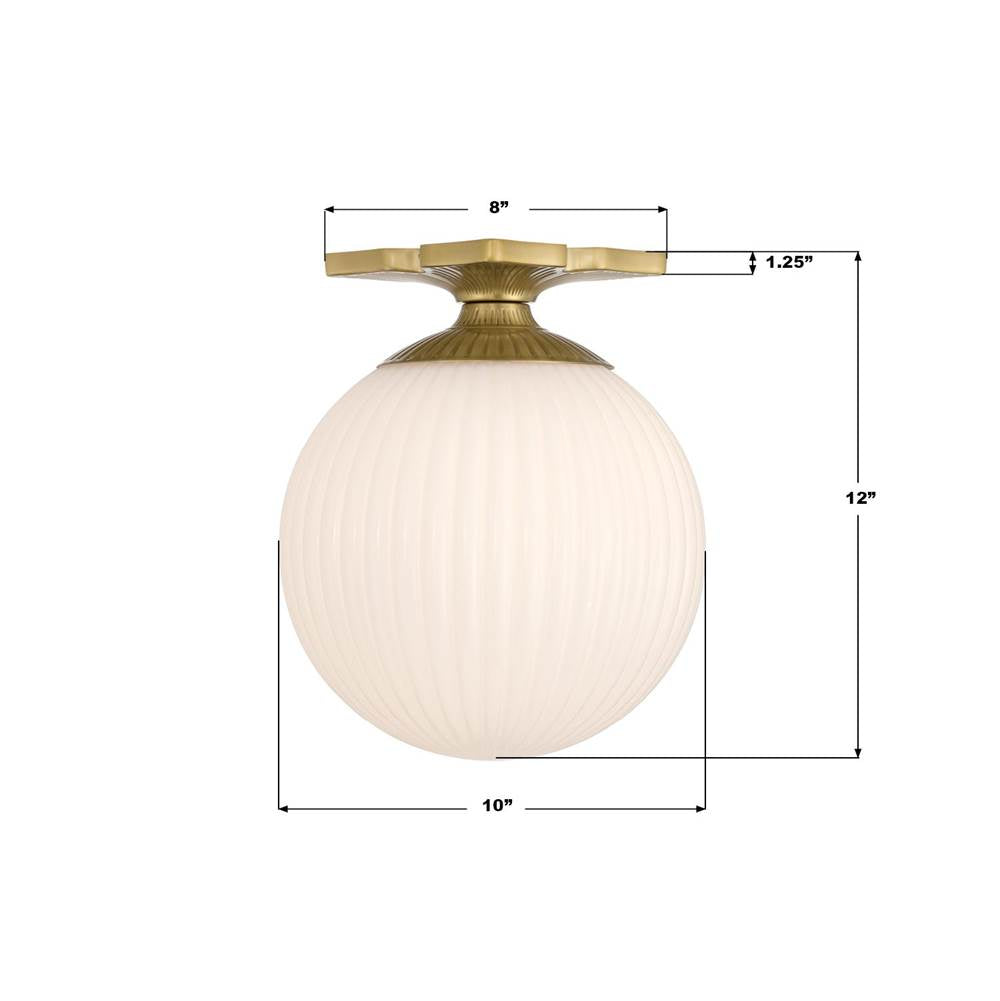 Crystorama ORY-1003-AG-WH Aged Brass Orly 10'' Aged Brass Semi Flush Mount Image 2