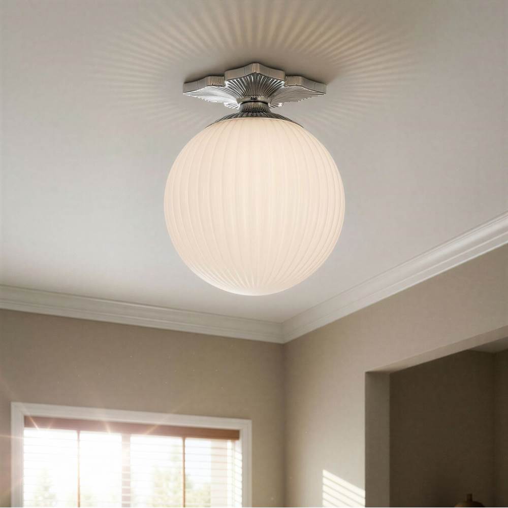 Crystorama ORY-1003-PN-WH Polished Nickel Orly 10'' Polished Nickel Semi Flush Mount Image 3