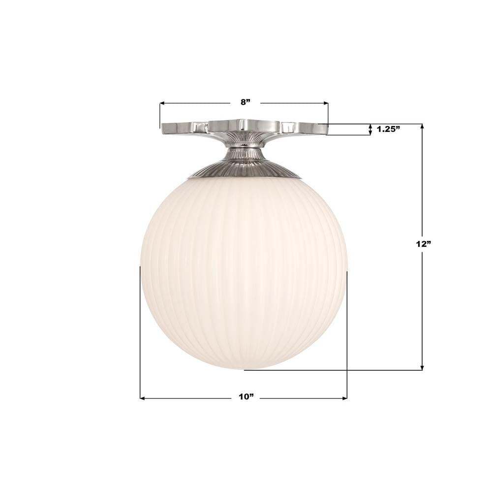 Crystorama ORY-1003-PN-WH Polished Nickel Orly 10'' Polished Nickel Semi Flush Mount Image 2