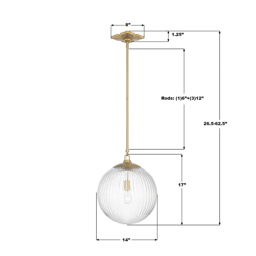 Crystorama ORY-1007-AG-CL Aged Brass Orly 14'' Aged Brass Pendant Image 2