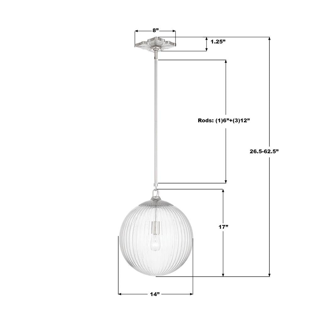 Crystorama ORY-1007-PN-CL Polished Nickel Orly 14'' Polished Nickel Pendant Image 2