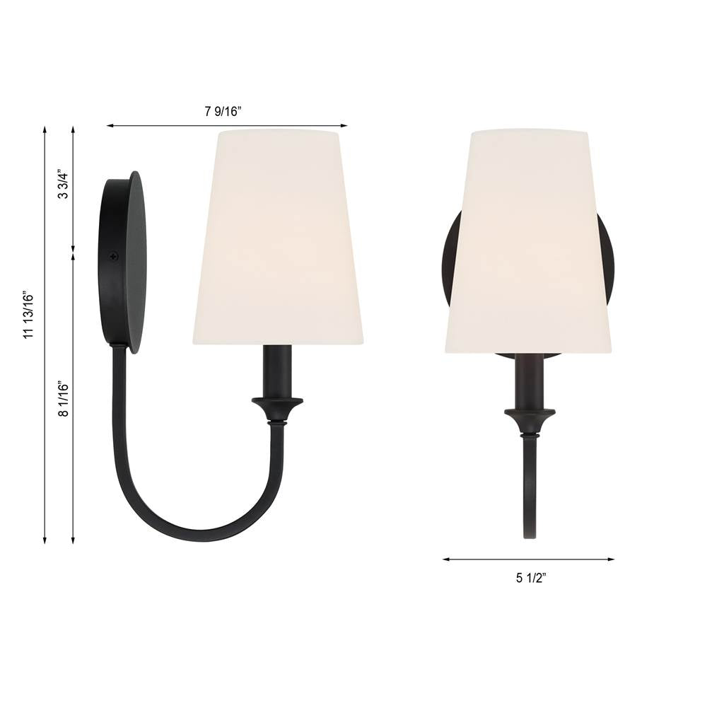 Crystorama PAY-921-BF Black Forged Payton 1 Light Black Forged Wall Mount Image 2