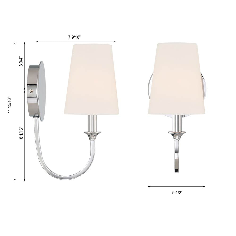Crystorama PAY-921-CH Polished Chrome Payton 1 Light Polished Chrome Wall Mount Image 2