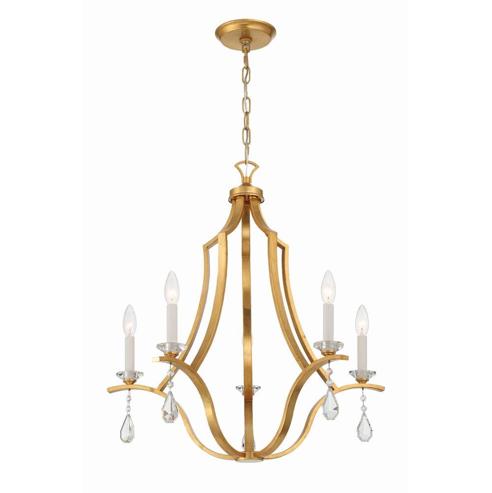 Crystorama PER-10405-GA Antique Gold Perry 5 Light Antique Gold Chandelier Image 1