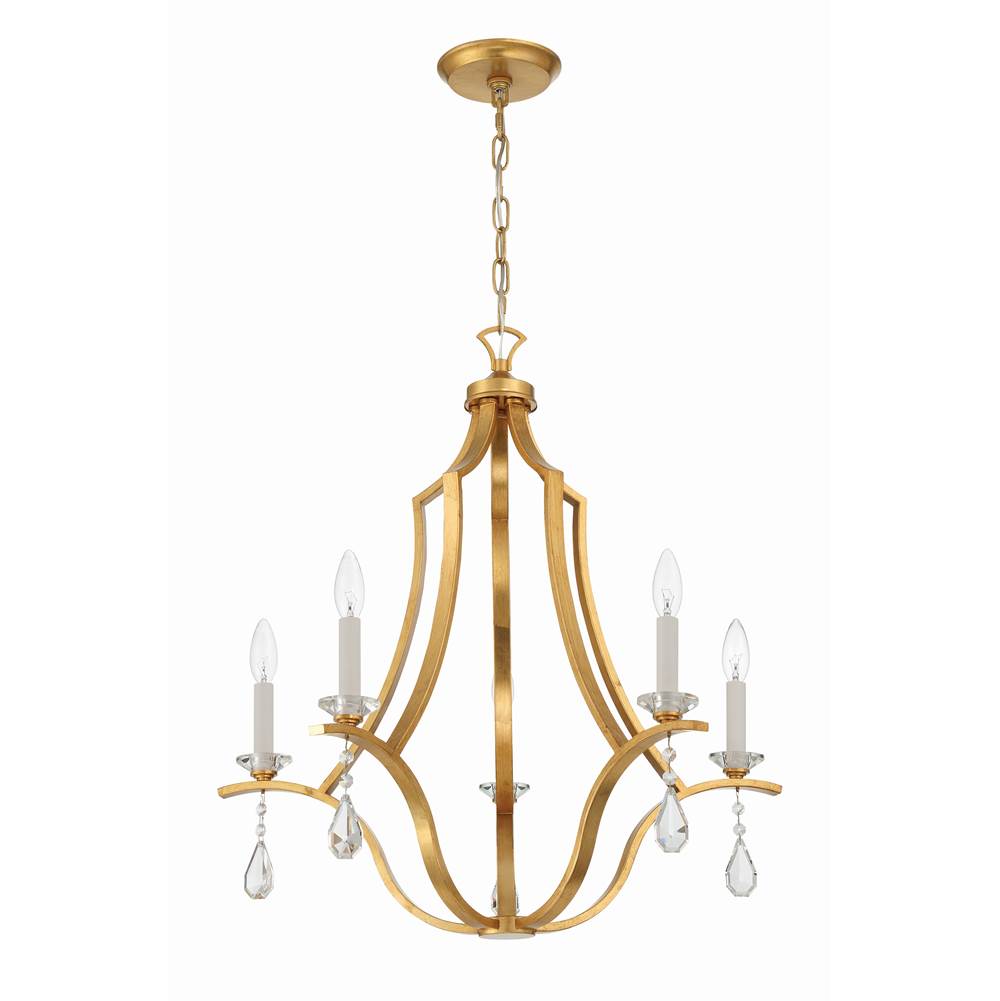 Crystorama Perry 5 Light Antique Gold Chandelier