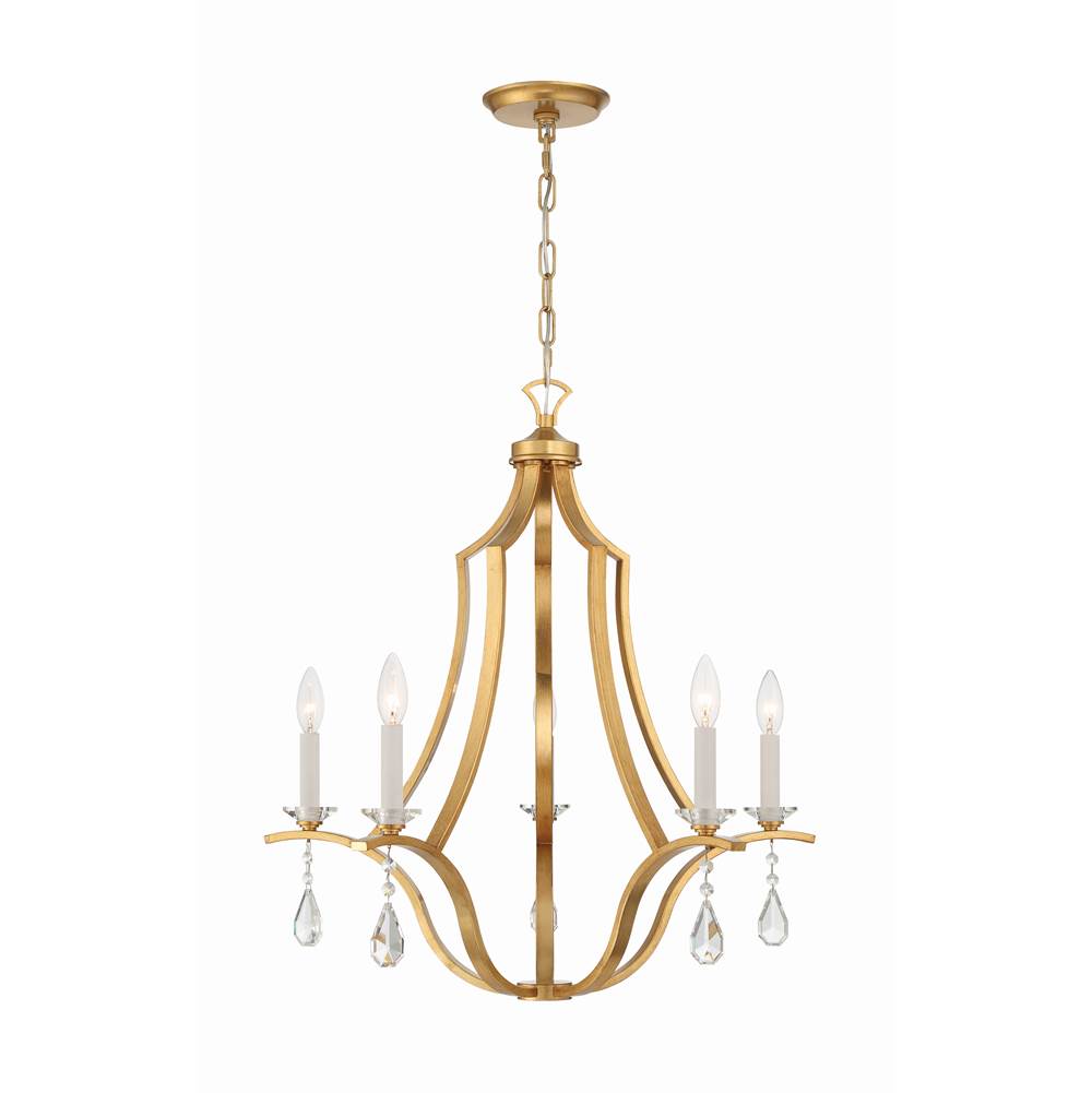 Crystorama PER-10405-GA Antique Gold Perry 5 Light Antique Gold Chandelier Image 3