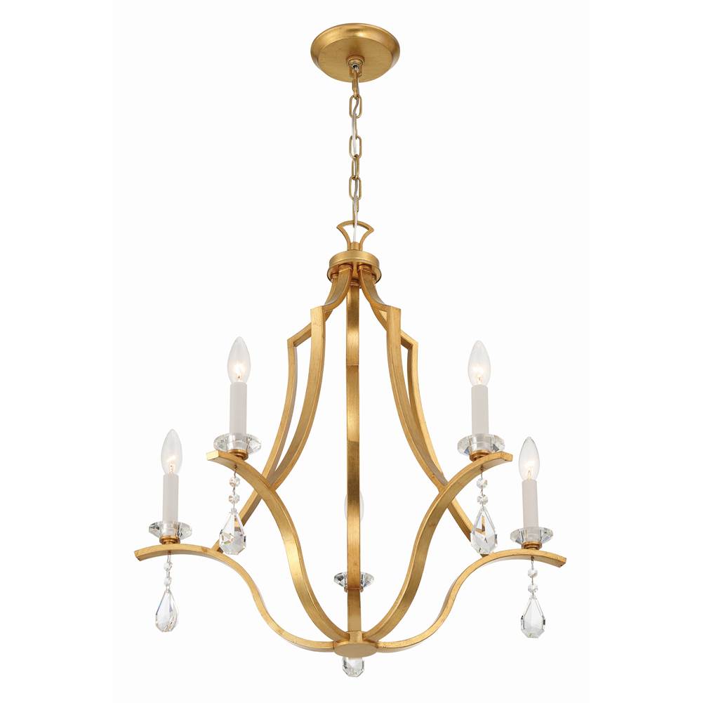 Crystorama PER-10405-GA Antique Gold Perry 5 Light Antique Gold Chandelier Image 2