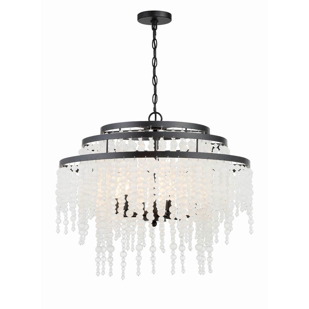 Crystorama POP-A5076-MK-FR Matte Black Poppy 6 Light Matte Black Chandelier Image 1