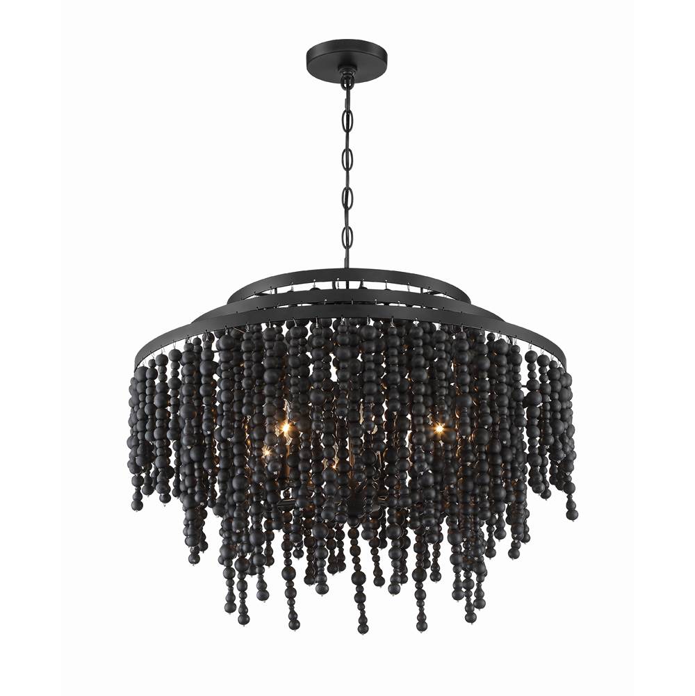 Crystorama Poppy 6 Light Matte Black Chandelier