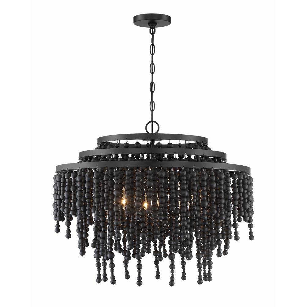 Crystorama POP-A5076-MK Matte Black Poppy 6 Light Matte Black Chandelier Image 6