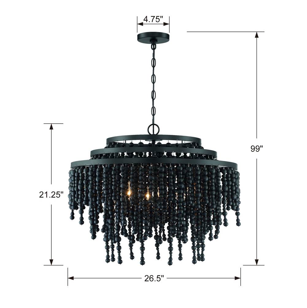 Crystorama POP-A5076-MK Matte Black Poppy 6 Light Matte Black Chandelier Image 2